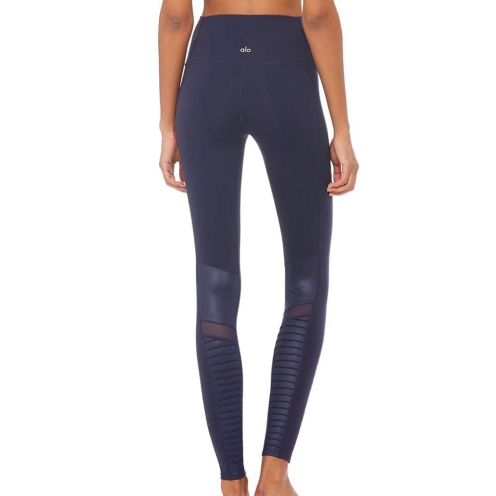 Alo Yoga High Waisted Moto Leggings in Navy